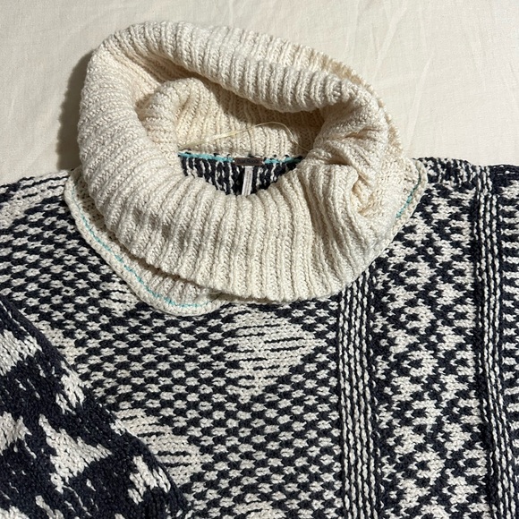 Free People Jupiter Black and Cream Cowl Neck Sweater - Picture 6 of 14